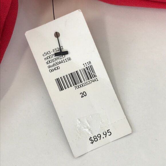 NEW Lane Bryant Shift Dress Women's Plus Size 20 Red Sheer Mesh Keyhole Stretch - Picture 12 of 16